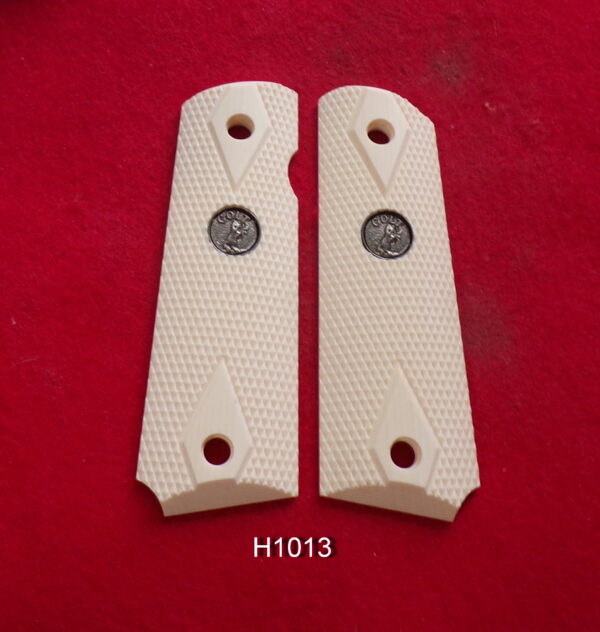 Nice Set of Checkered Imt. Ivory Grips w/Colt Medallions for Colt 1911 ...